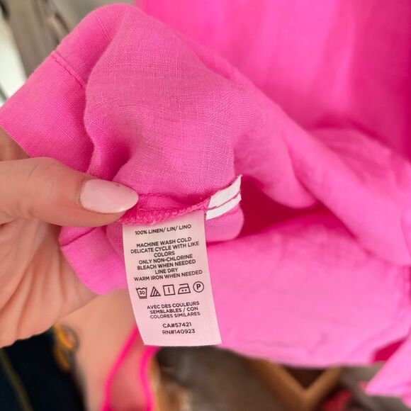 Lou & Grey 100% Linen Pocket Midi Dress Bubblegum Pink size small oversized - Picture 5 of 5